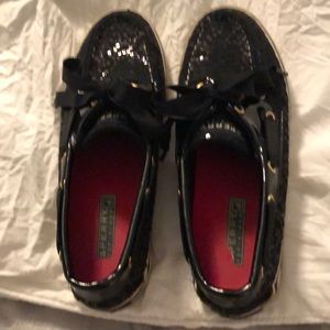 Sperry Black Sequin Boat Shoes